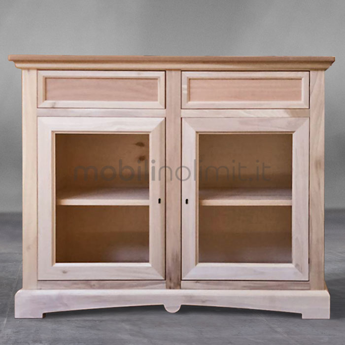 Credenza 2 ante in vetro e due cassetti Grezza - Linea Goccia