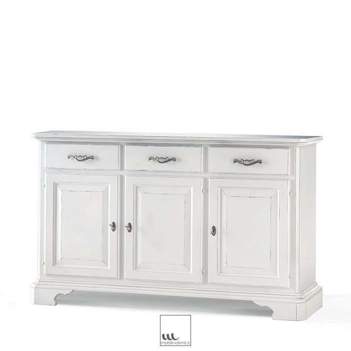 Credenza Shabby Chic 3 ante e 3 cassetti - Bianco Shabby