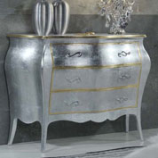 Com 3 Cassetti Foglia Argento e Oro