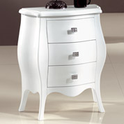 Comodino Sagomato Bianco opaco- 3 Cassetti