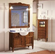 Mobile Bagno con 2 ante e 2 cassetti completo di Lavabo - Noce