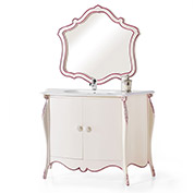 Mobile bagno Sagomato 2 ante con Intagli - Bianco e Rosso
