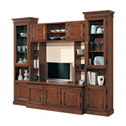 Parete attrezzata in legno classica con due colonne L. 275 - Noce