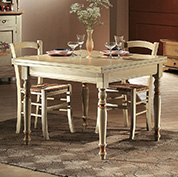 Tavolo gambe tornite apertura a libo 100x100 - Avorio Anticato